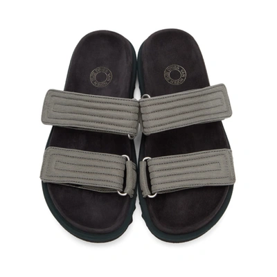 Shop Dries Van Noten Grey Canvas & Suede Slide Sandals In 802grey
