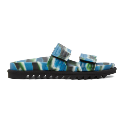 Shop Dries Van Noten Blue Camo Slide Sandals In 504blue