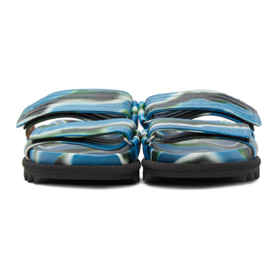 Shop Dries Van Noten Blue Camo Slide Sandals In 504blue