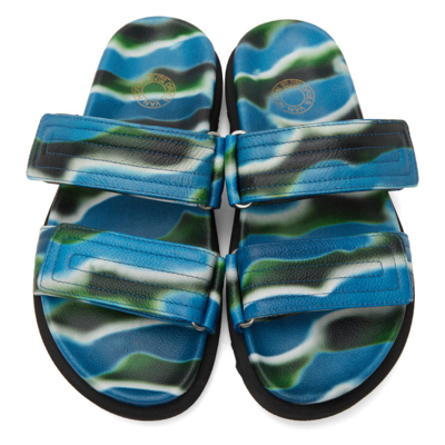 Shop Dries Van Noten Blue Camo Slide Sandals In 504blue