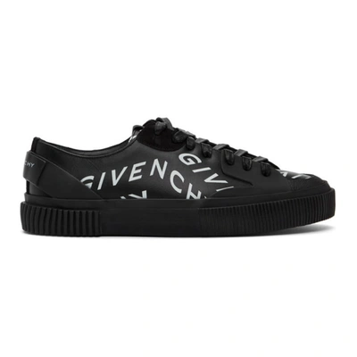 Shop Givenchy Black Refracted Logo Tennis Sneakers In 004-black/w