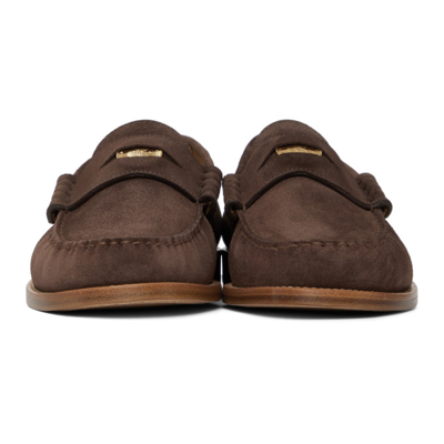 Shop Rhude Brown Suede Penny Loafers In Brown0090