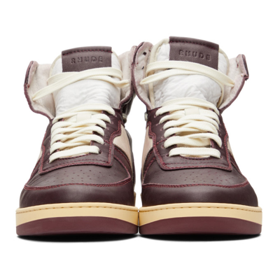 Rhude Rhecess High Top Sneakers In Maroon0127
