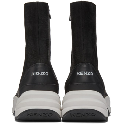 Shop Kenzo Black Work Mid-top Boots In 99 - Black