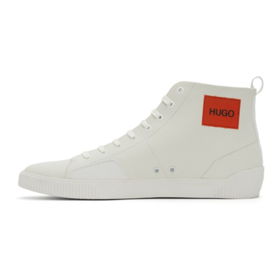 Shop Hugo Off-white Leather Zero Sneakers In 100 White