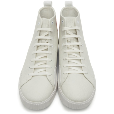 Shop Hugo Off-white Leather Zero Sneakers In 100 White