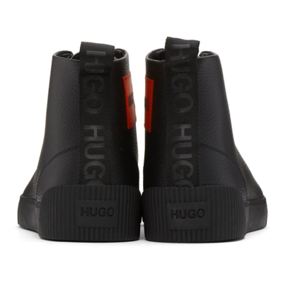 Shop Hugo Black Leather Zero Sneakers In 1 Black