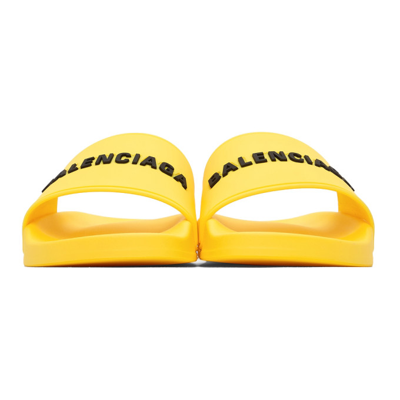 Shop Balenciaga Yellow Pool Slides In 7010 Yellow/black