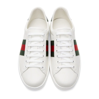 Shop Gucci White & Green Ace Sneakers In 9071 White
