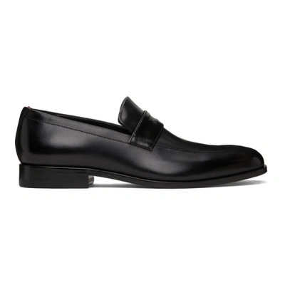 Shop Hugo Leather Ruston Loafers In 001 Black