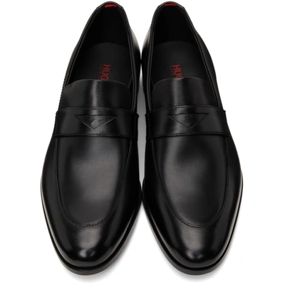 Shop Hugo Leather Ruston Loafers In 001 Black