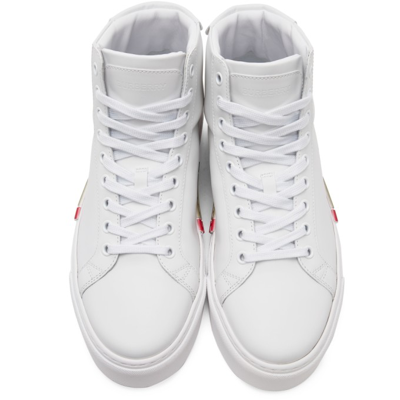 Shop Burberry White Bio-based Sole Leather Sneakers In Optic White