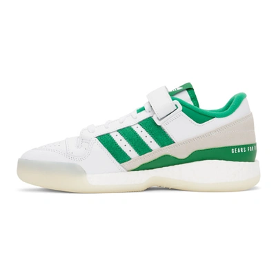 Shop Adidas X Human Made White & Green Forum Sneakers