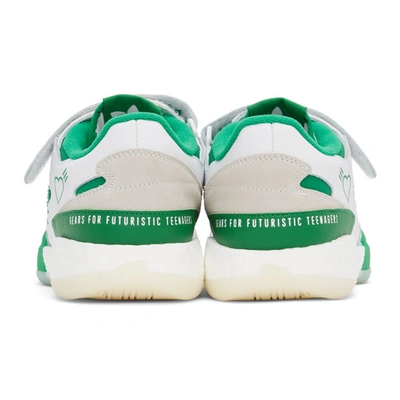 Shop Adidas X Human Made White & Green Forum Sneakers