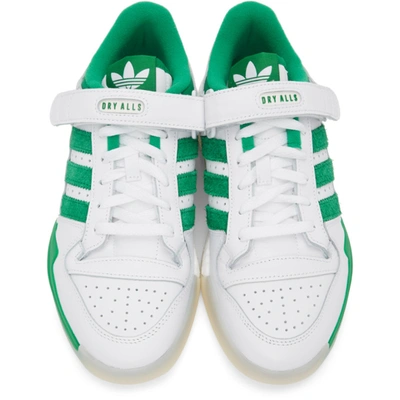 Shop Adidas X Human Made White & Green Forum Sneakers