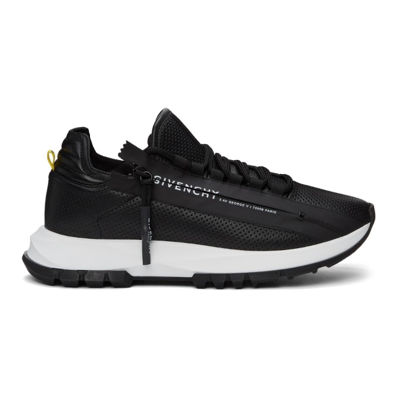 Shop Givenchy Black Perforated Leather Spectre Runner Zip Low Sneakers In 001-black