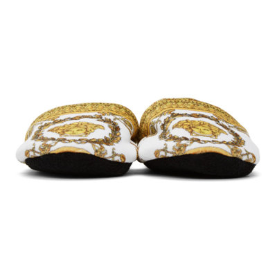 Shop Versace White & Black I Heart Baroque Slippers In Z7066 White