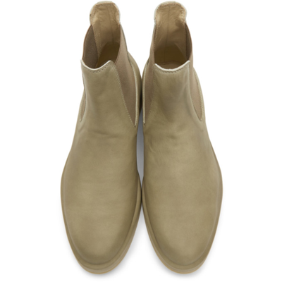 Shop Fear Of God Taupe Leather Wrapped Chelsea Boots In 225taupe