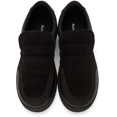 Shop Acne Studios Black Leather Slip-on Sneakers In Multi Black