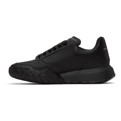 Shop Alexander Mcqueen Black Court Trainer Sneakers In 1000 Black/black/bla