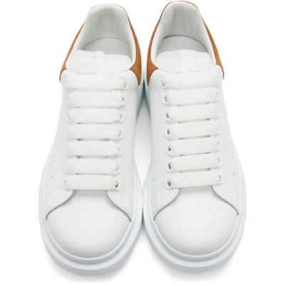 Shop Alexander Mcqueen White & Brown Oversized Sneakers In 9474 White/cedar