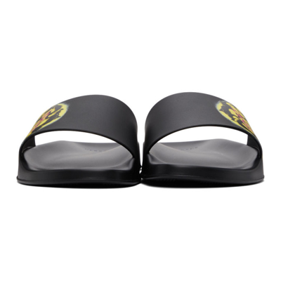 Shop Versace Black Smiling Medusa Slip-on Sandals In 2b670 Black