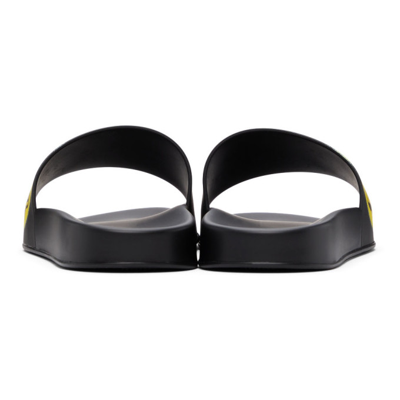 Shop Versace Black Smiling Medusa Slip-on Sandals In 2b670 Black