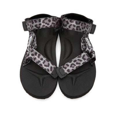 Shop Wacko Maria Grey & Black Suicoke Edition Leopard Beach Sandals In Gray