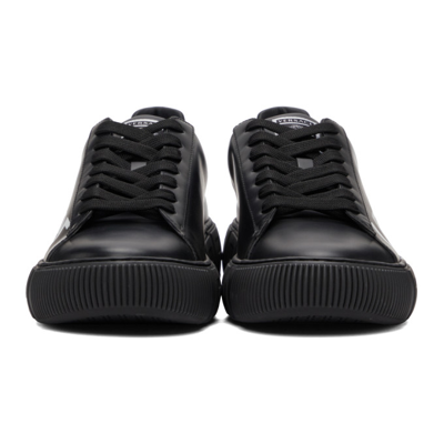 Shop Versace Black Logo Greca Low-top Sneakers In D4101 Black