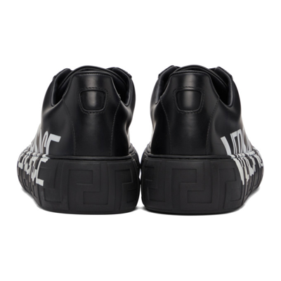 Shop Versace Black Logo Greca Low-top Sneakers In D4101 Black