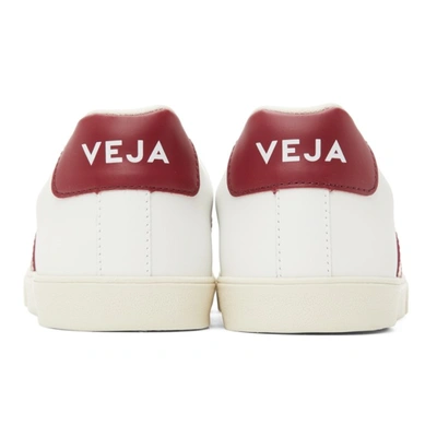 Shop Veja Leather Esplar Sneakers In White/red