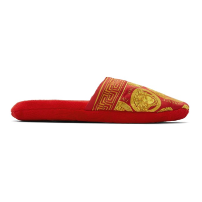 Shop Versace Red Medusa Amplified Slippers In Z7012 Red