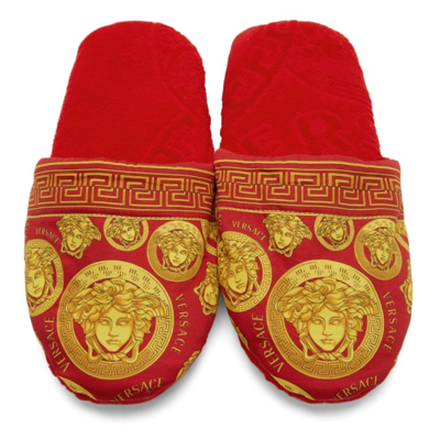 Shop Versace Red Medusa Amplified Slippers In Z7012 Red