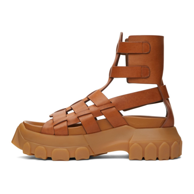 Tan Hiking Tractor Sandals In Cocoa