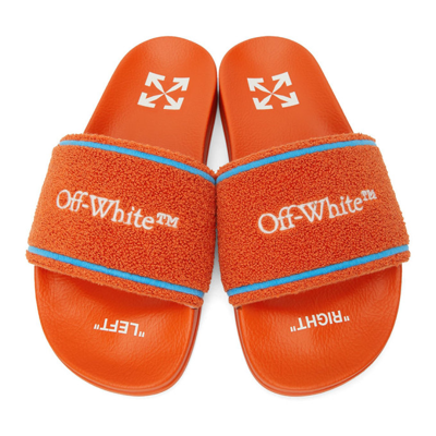 Off-white Orange Towel Logo Slides In Orange/white