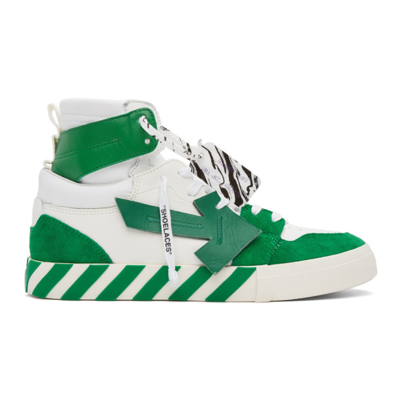 Shop Off-white White & Green Vulcanized High Sneakers In White/green