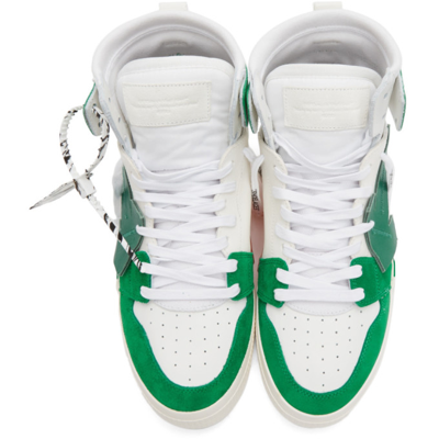 Shop Off-white White & Green Vulcanized High Sneakers In White/green
