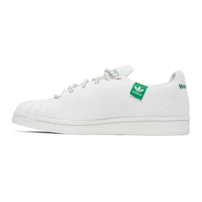 Shop Adidas Originals By Pharrell Williams White Humanrace Primeknit Superstar Sneakers In Core White / Core Wh