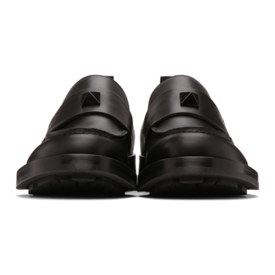 Shop Valentino Black Roman Stud Loafers In 0no Nero/nero/nero