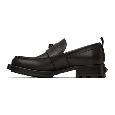 Shop Valentino Black Roman Stud Loafers In 0no Nero/nero/nero