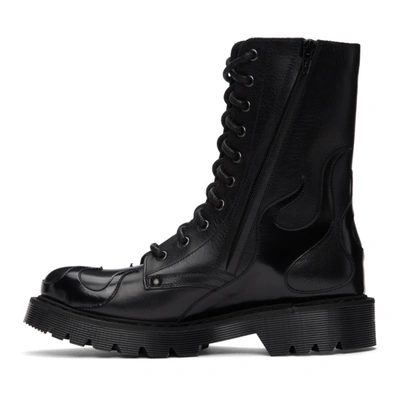 Shop Vetements Black Flame Lace-up Military Boots In Black Flames 1462002