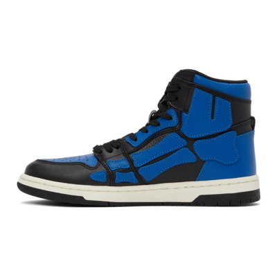 Shop Amiri Skel Top High Sneakers In Black / Blue