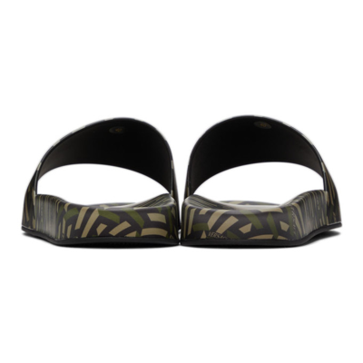 Shop Versace Khaki Monogram Slides In 5b150 Khaki