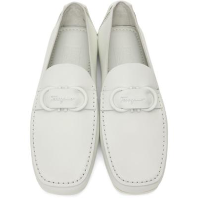 Shop Ferragamo White Palinuro Loafers In Astronaut White