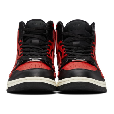 Shop Amiri Skel Top High Sneakers In Black / Red