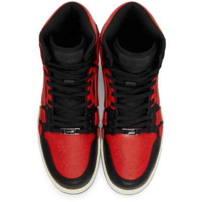 Shop Amiri Skel Top High Sneakers In Black / Red