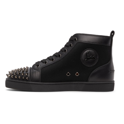 Shop Christian Louboutin Black Louis Orlato High-top Sneakers In Black/black Gun
