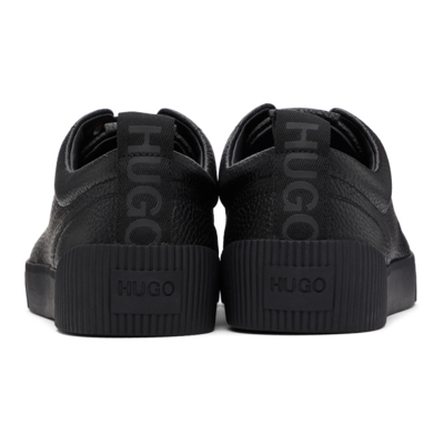 Shop Hugo Black Grained Zero Tenn Sneakers In 1 Black