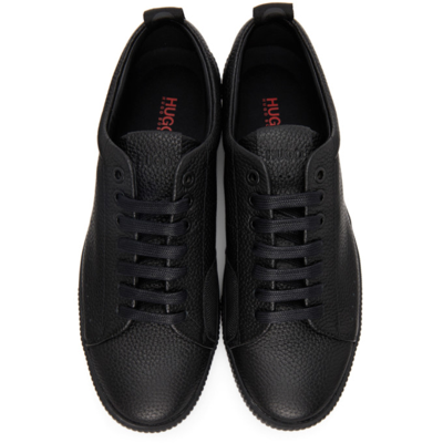 Shop Hugo Black Grained Zero Tenn Sneakers In 1 Black