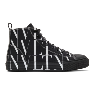 Shop Valentino 'vltn' Giggies High Sneakers In 0ni Nero-bianco/nero